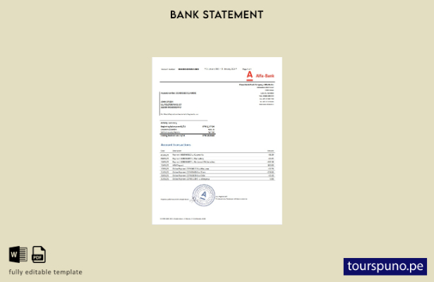 listo para imprimir plantilla exel de extracto bancario Alfa de Bielorrusia